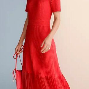 Ann Taylor Petite Mock Neck Mixed Media Midi Dress